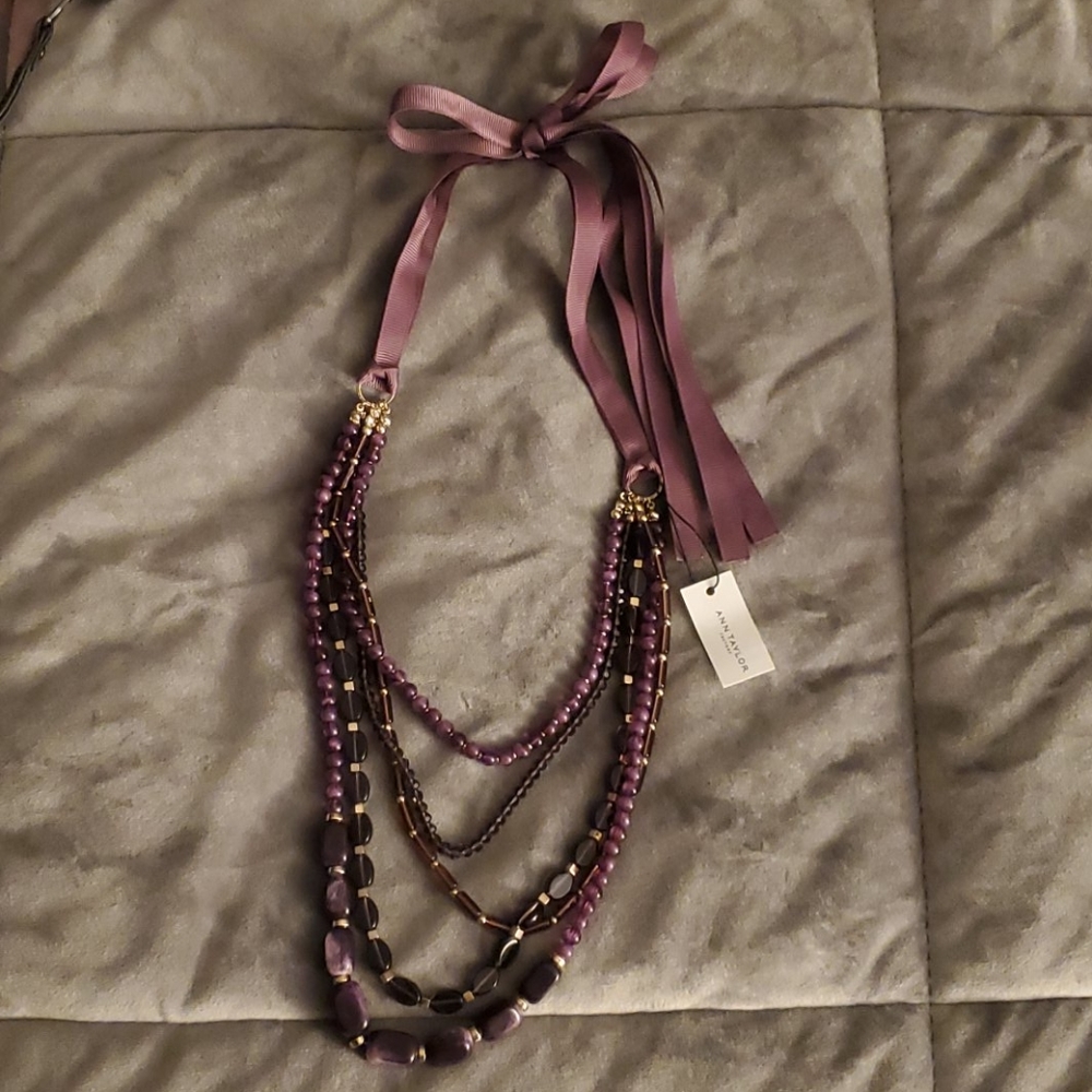 Ann Taylor purple multi strand necklace NWT